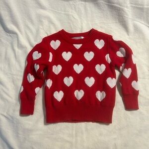 Red Heart Pattern Kids Sweater